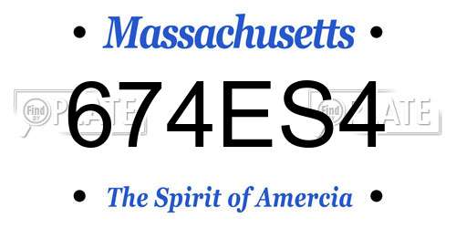674ES4 Massachusetts License Plate