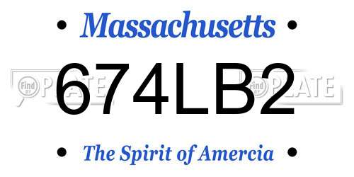 674LB2 Massachusetts License Plate
