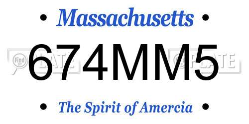 674MM5 Massachusetts License Plate