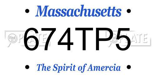 674TP5 Massachusetts License Plate