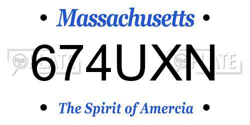 674UXN Massachusetts License Plate