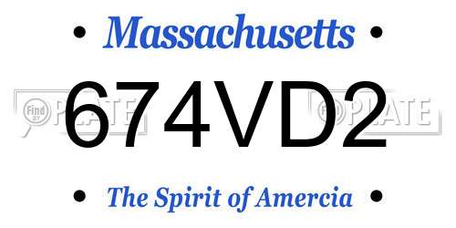 674VD2 Massachusetts License Plate