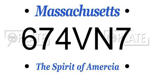 674VN7 Massachusetts License Plate