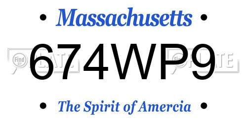 674WP9 Massachusetts License Plate