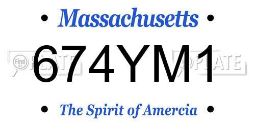 674YM1 Massachusetts License Plate