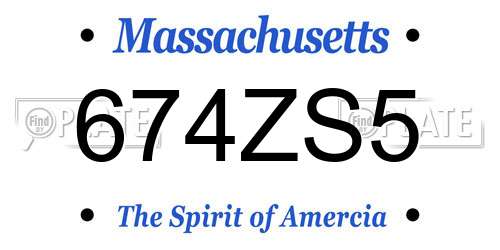 674ZS5 Massachusetts License Plate