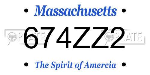 674ZZ2 Massachusetts License Plate