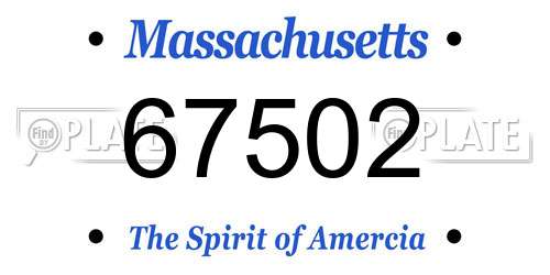 67502 Massachusetts License Plate