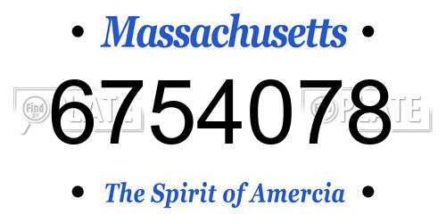 6754078 Massachusetts License Plate