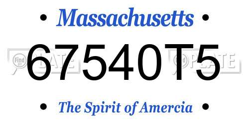 67540T5 Massachusetts License Plate