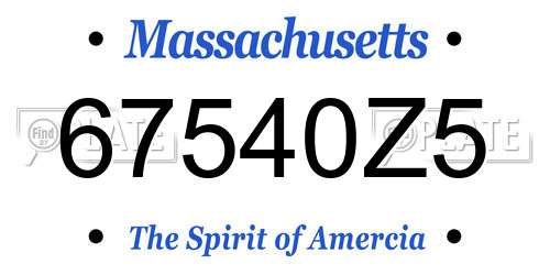 67540Z5 Massachusetts License Plate