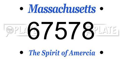 67578 Massachusetts License Plate