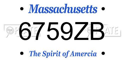 6759ZB Massachusetts License Plate