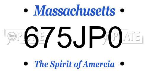 675JP0 Massachusetts License Plate