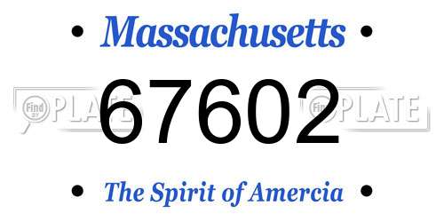 67602 Massachusetts License Plate