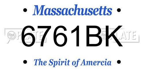 6761BK Massachusetts License Plate