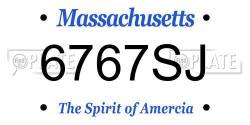 6767SJ Massachusetts License Plate