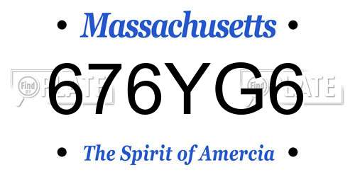 676YG6 Massachusetts License Plate
