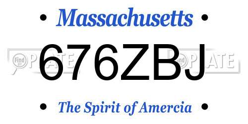 676ZBJ Massachusetts License Plate