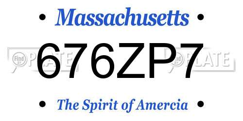676ZP7 Massachusetts License Plate