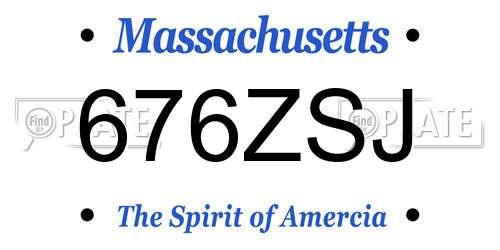 676ZSJ Massachusetts License Plate