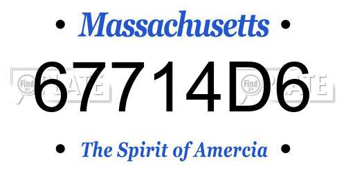 67714D6 Massachusetts License Plate