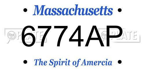 6774AP Massachusetts License Plate
