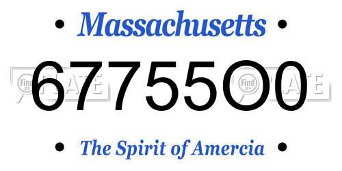 67755O0 Massachusetts License Plate