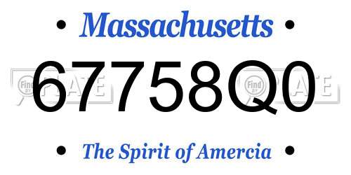 67758Q0 Massachusetts License Plate