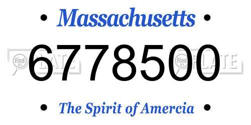 6778500 Massachusetts License Plate
