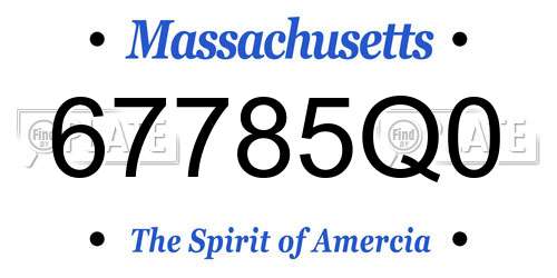 67785Q0 Massachusetts License Plate