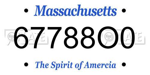 67788O0 Massachusetts License Plate