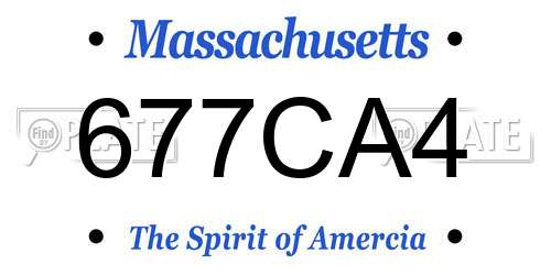677CA4 Massachusetts License Plate
