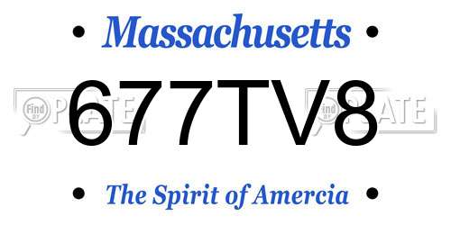677TV8 Massachusetts License Plate