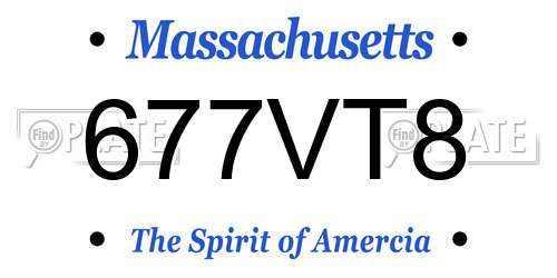 677VT8 Massachusetts License Plate