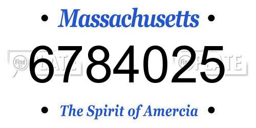 6784025 Massachusetts License Plate