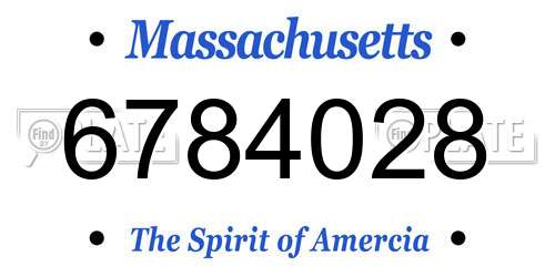 6784028 Massachusetts License Plate
