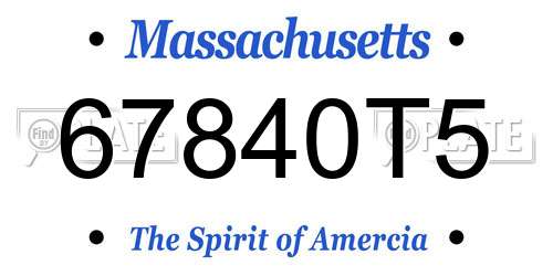 67840T5 Massachusetts License Plate