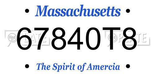 67840T8 Massachusetts License Plate