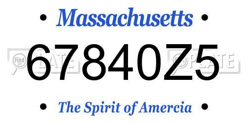67840Z5 Massachusetts License Plate