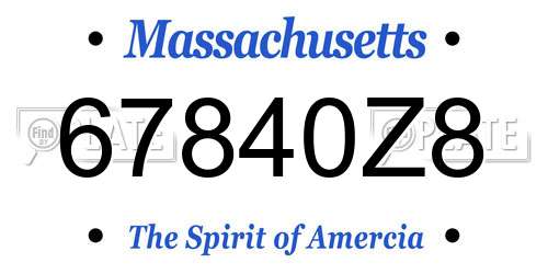 67840Z8 Massachusetts License Plate
