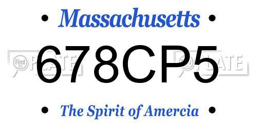 678CP5 Massachusetts License Plate