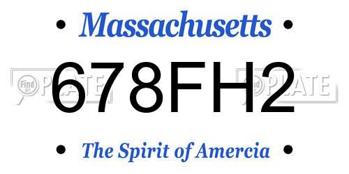 678FH2 Massachusetts License Plate