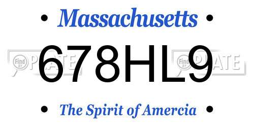 678HL9 Massachusetts License Plate