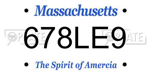 678LE9 Massachusetts License Plate