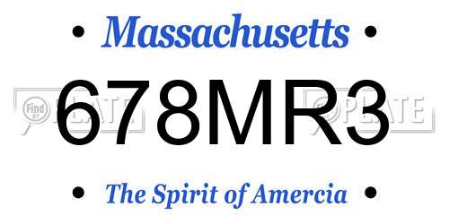 678MR3 Massachusetts License Plate