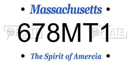 678MT1 Massachusetts License Plate