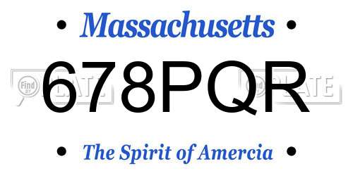 678PQR Massachusetts License Plate