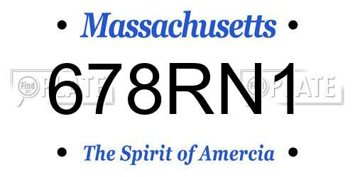 678RN1 Massachusetts License Plate