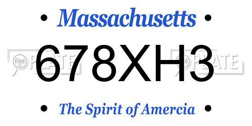 678XH3 Massachusetts License Plate